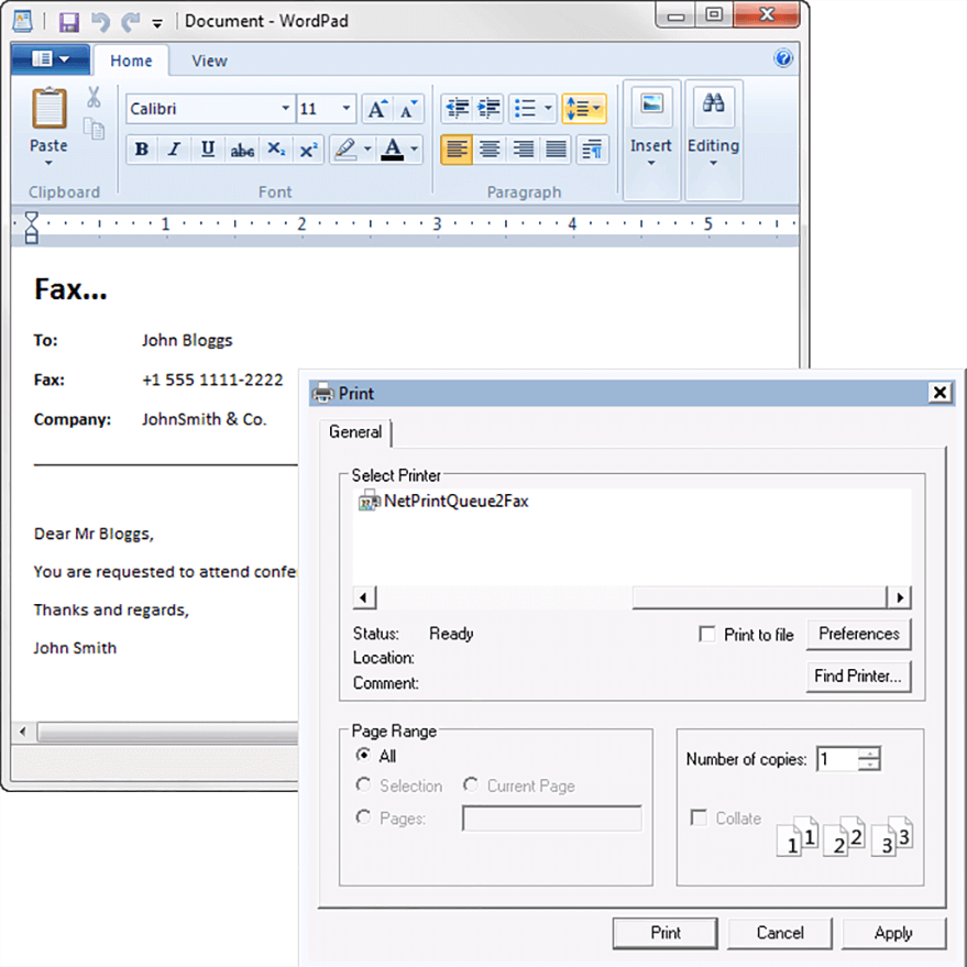Application integration using NetPrintQueue2FAX