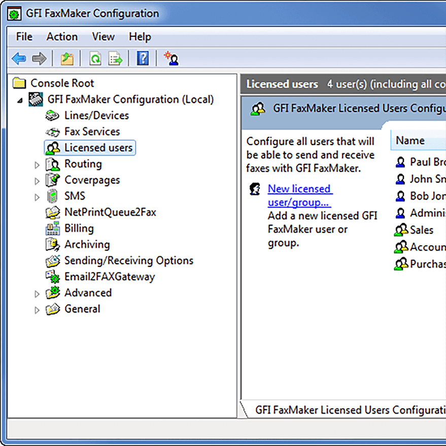 GFI FaxMaker configuration