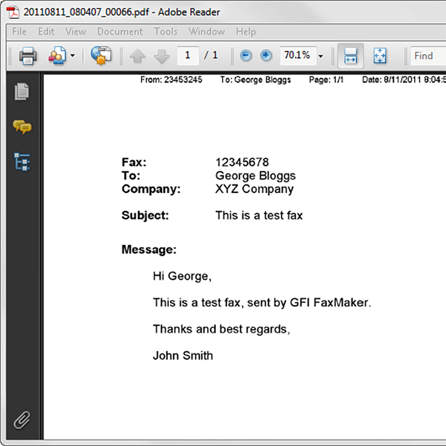 View faxes in the PDF viewer